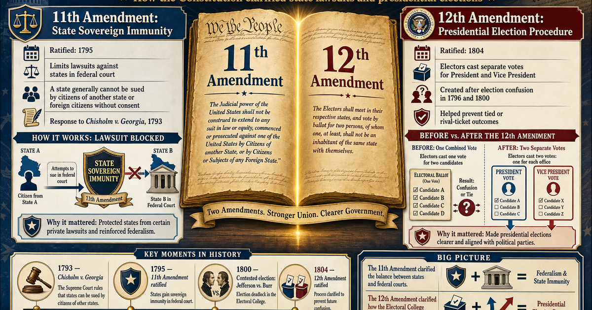 Civics: The Eleventh and Twelfth Amendments Infographic | LivePhysics™