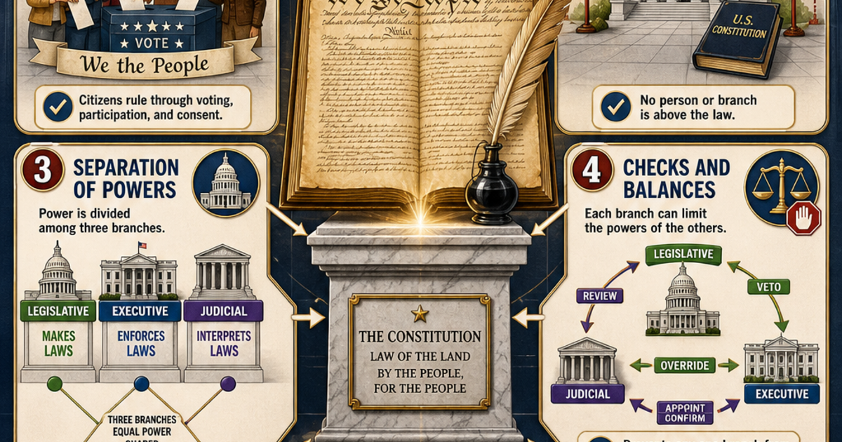 Civics: The Six Principles of the Constitution Infographic | LivePhysics™