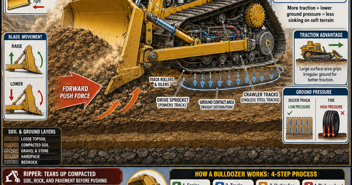 Construction Machines: Bulldozers Infographic | LivePhysics™
