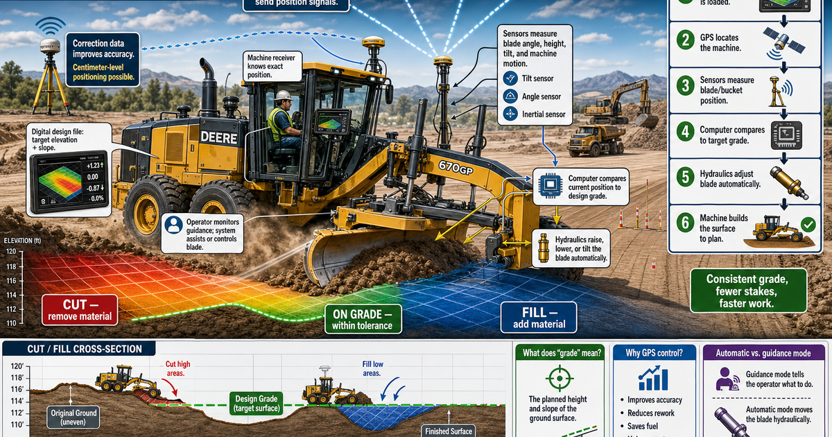 Construction Machines: GPS Machine Control Infographic | LivePhysics™