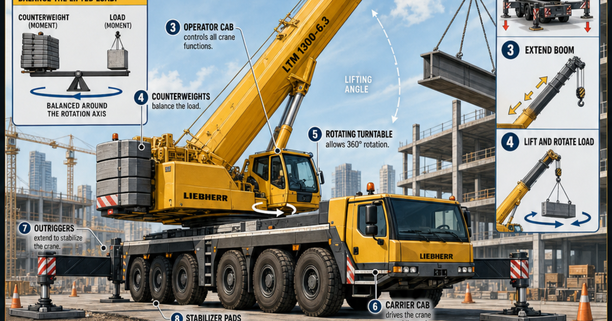 Mobile Crane Machine Construction Machines: The Mobile Crane Infographic | LivePhysics™