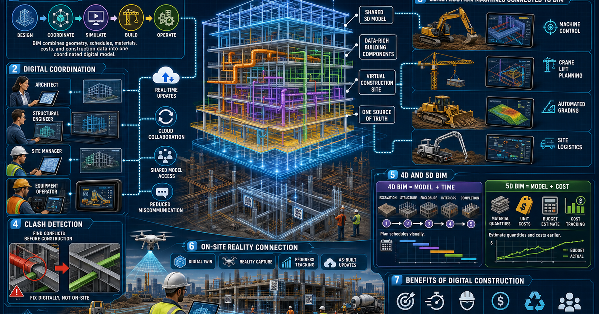 Construction Machines: BIM and Digital Construction Infographic ...