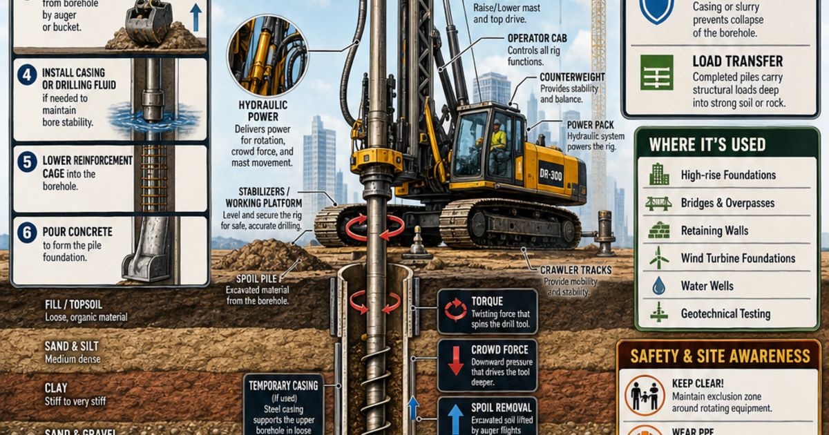 Construction Machines: The Drilling Rig Infographic | LivePhysics™