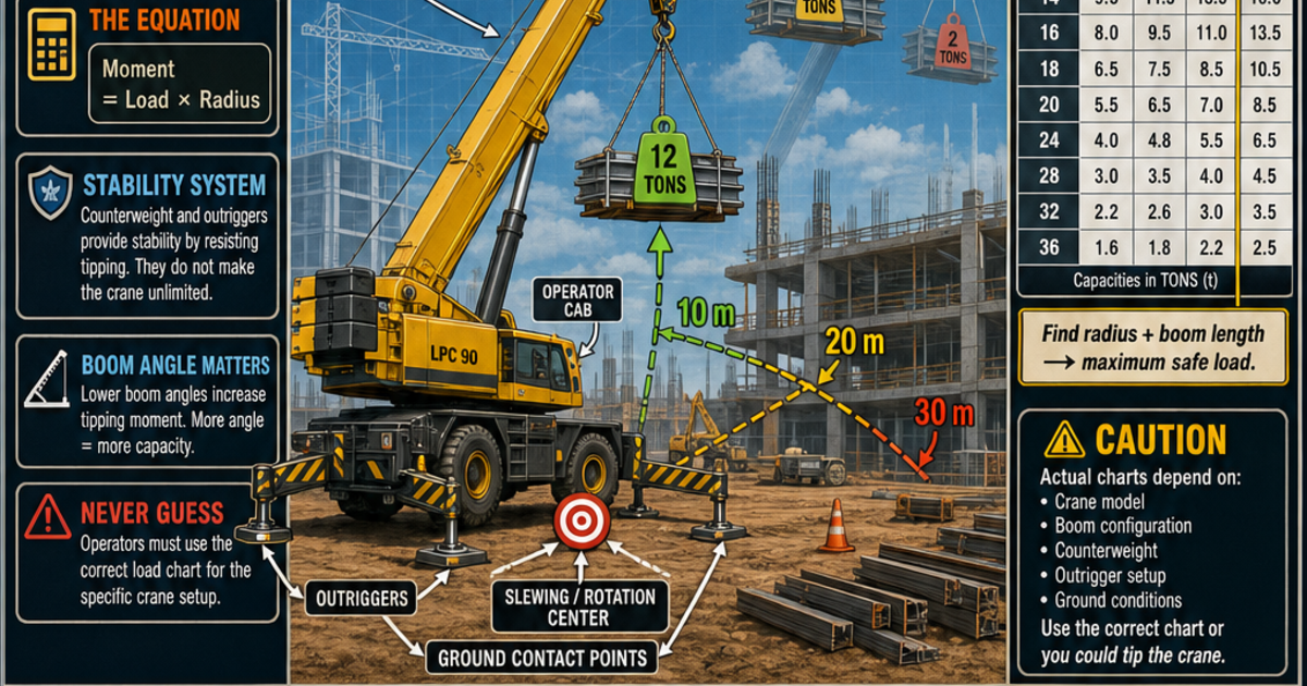 Construction Machines: The Crane Load Chart Infographic | LivePhysics™