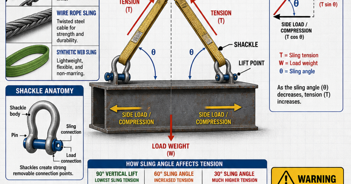 Self Closing Rigging Construction Machines: Rigging and Slings Infographic | LivePhysics™