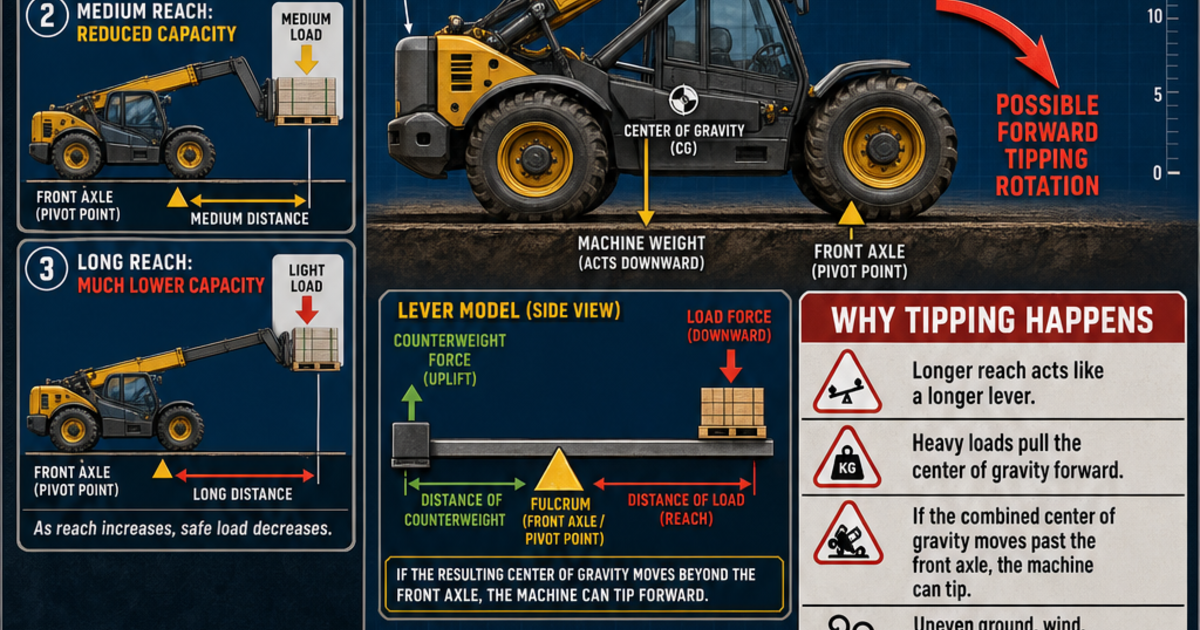 Telehandler Stability Pyramid Construction Machines: Telehandler Stability Infographic | LivePhysics™