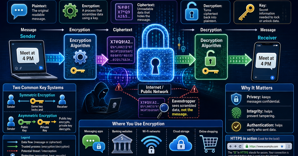 How Encryption Protects Messages Infographic | LivePhysics™