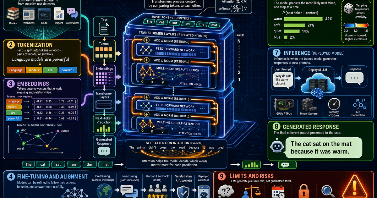How Large Language Models Work Infographic | LivePhysics™