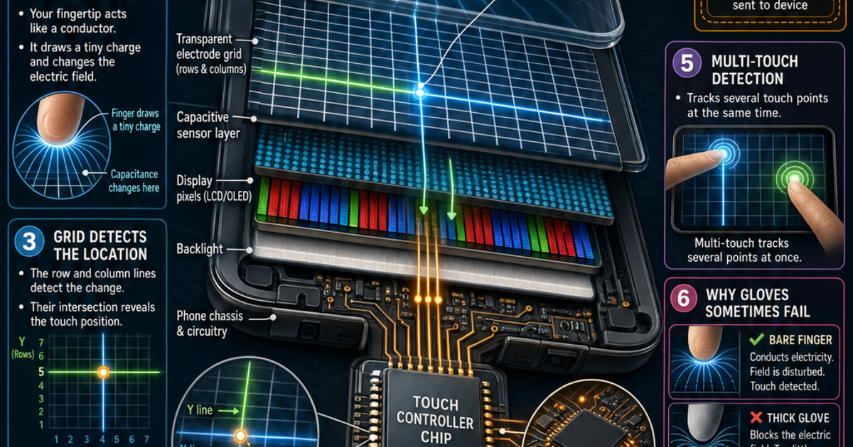 How Touchscreens Detect Your Finger Infographic | LivePhysics™