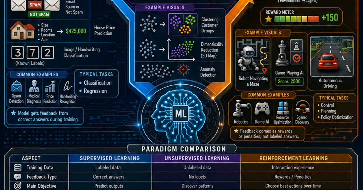 Supervised vs Unsupervised vs Reinforcement Learning Infographic ...