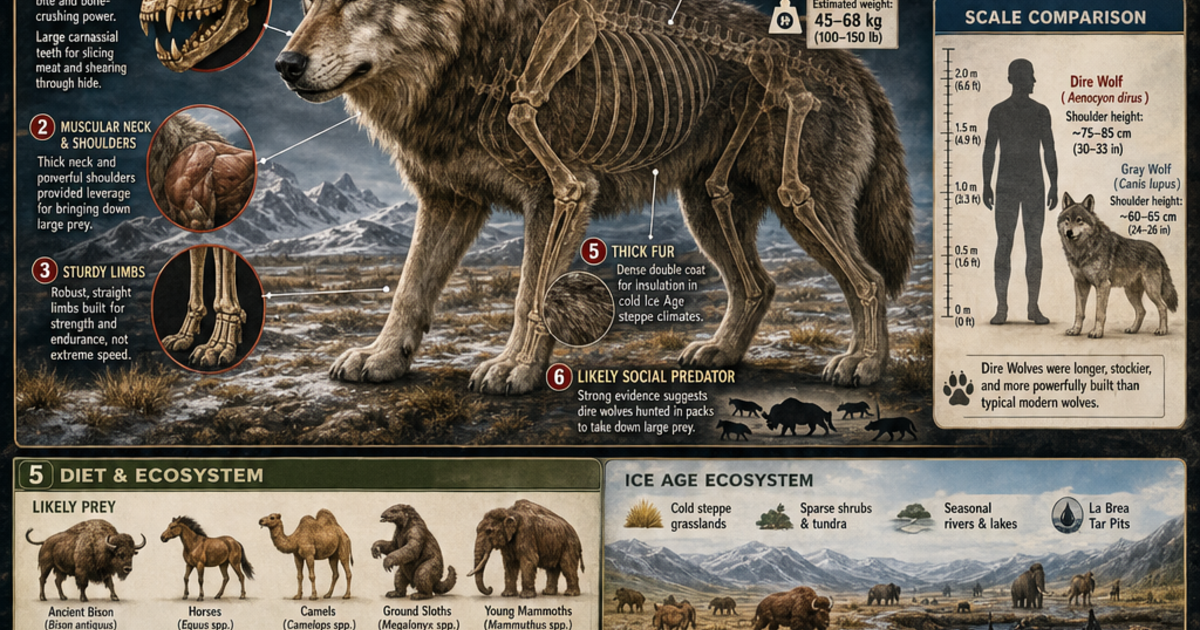 Wolves Evolution Dinosaurs & Paleontology: Dire Wolf Infographic | LivePhysics™