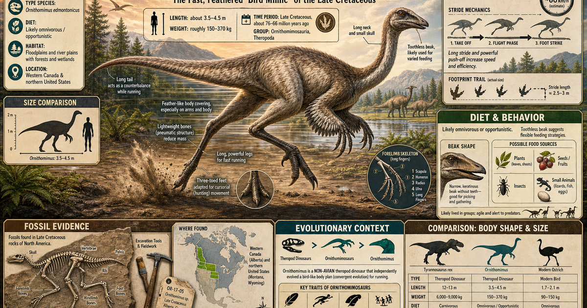 Dinosaurs Paleontology Ornithomimus Infographic LivePhysics 