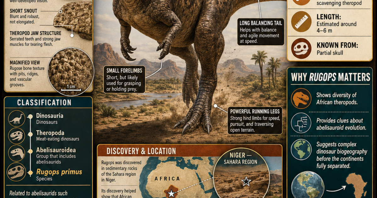 Dinosaurs & Paleontology: Rugops Infographic | LivePhysics™