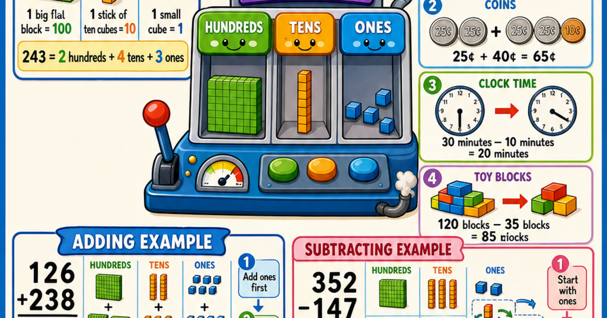 Adding & Subtracting 2 and 3-Digit Numbers Infographic | LivePhysics™