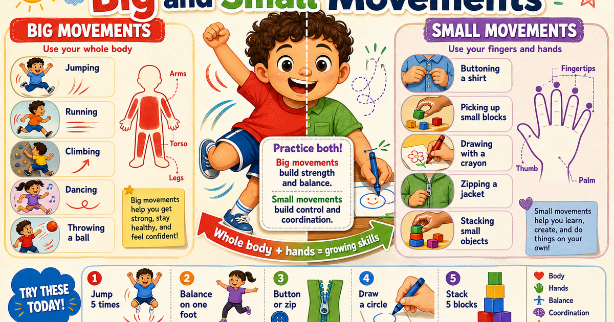 Early Learners: Big and Small Movements Infographic | LivePhysics™