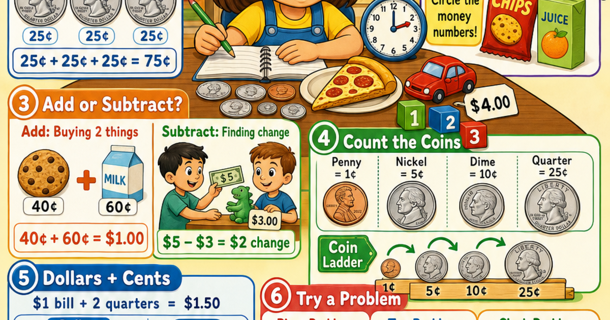 Money Word Problems: Coins and Dollars Infographic | LivePhysics™
