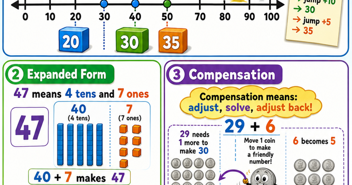 Number Lines, Expanded Form & Compensation Infographic | LivePhysics™