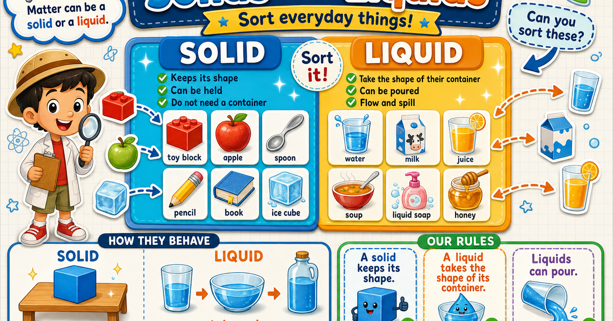 Early Learners: Solids and Liquids Infographic | LivePhysics™