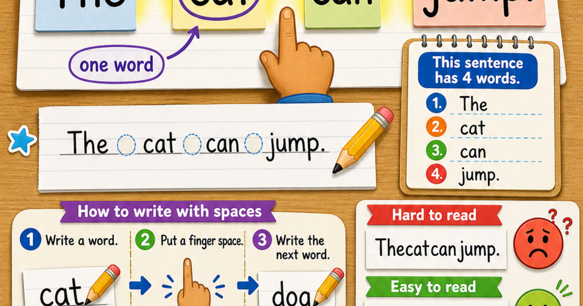 Early Learners: Spaces Between Words Infographic | LivePhysics™