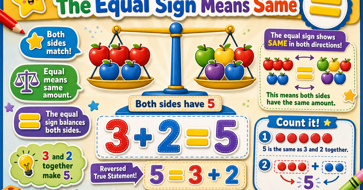 Same Sign Answer Early Learners: The Equal Sign Means Same Infographic | LivePhysics™