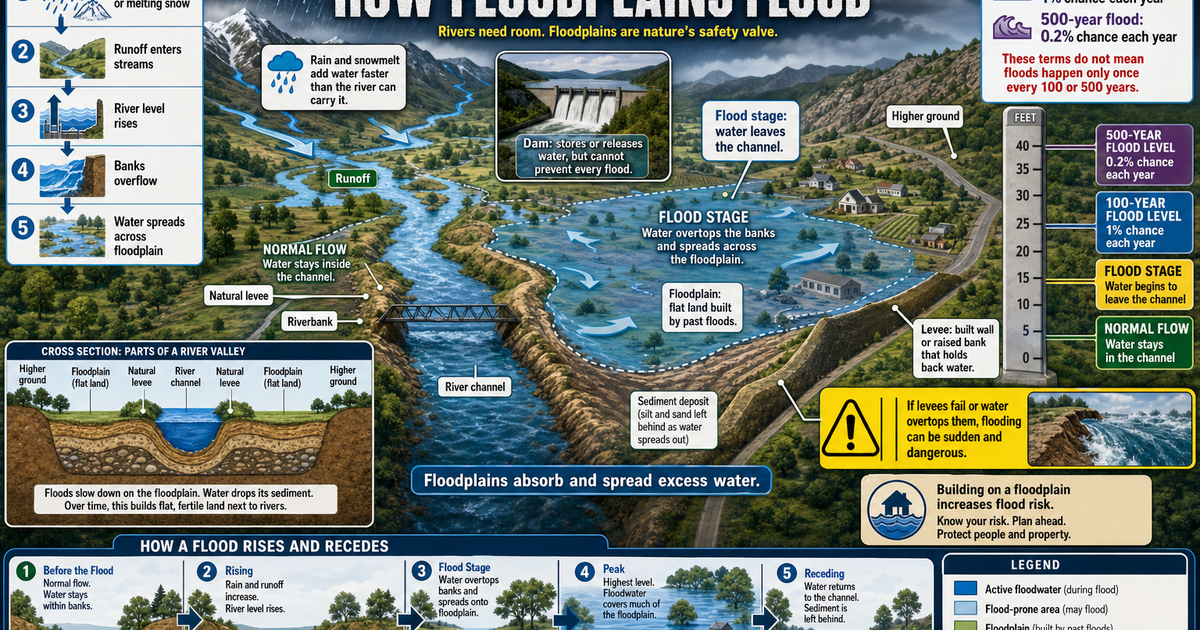 How Floodplains Flood Infographic | LivePhysics™