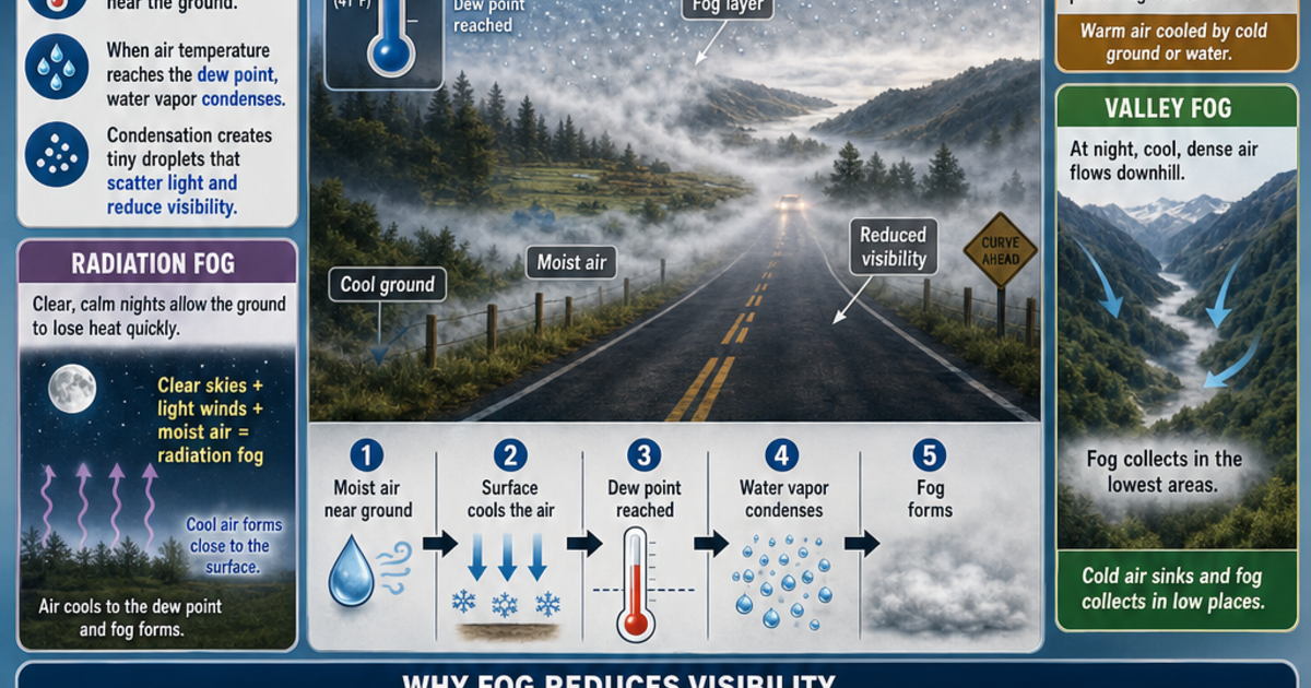 How Fog Forms Near the Ground Infographic | LivePhysics™