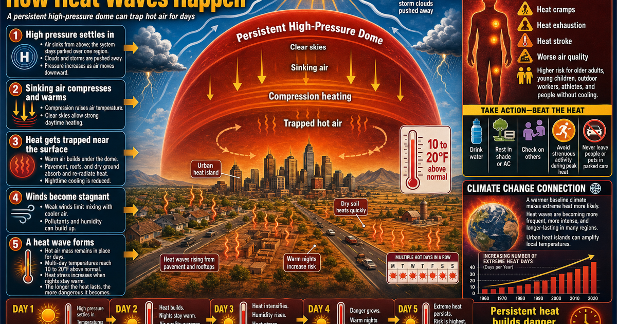 Hot Wave Effect How Heat Waves Happen Infographic | LivePhysics™