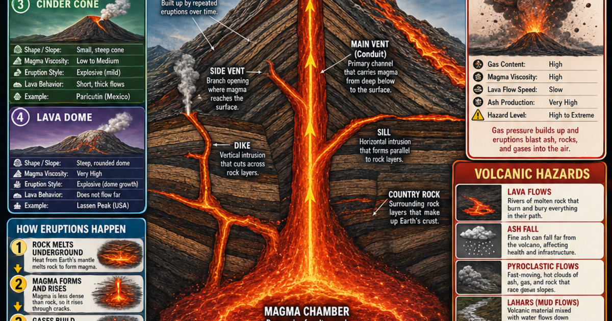 Volcanoes Types and Eruption Infographic | LivePhysics™