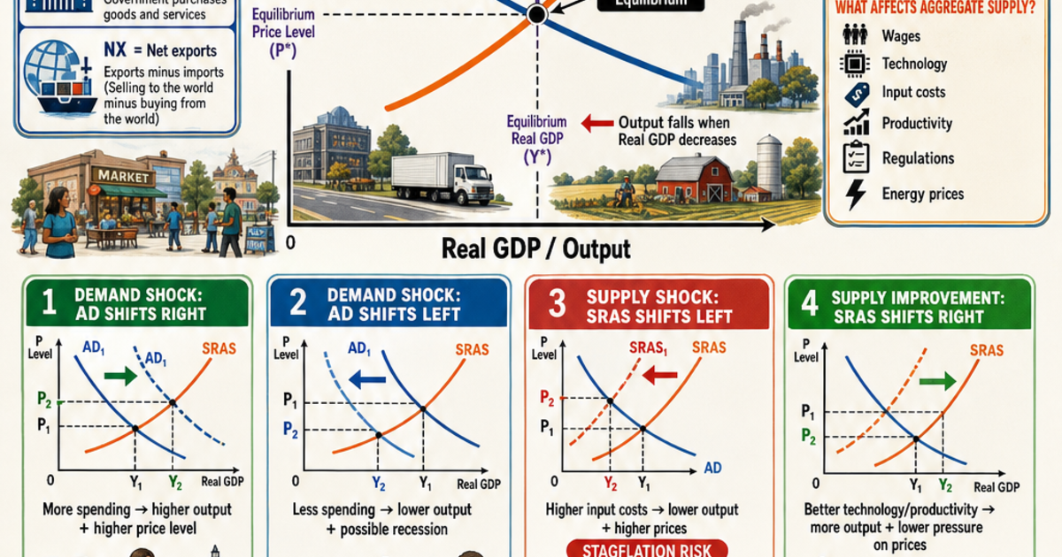 Economics & Personal Finance: Aggregate Supply and Demand Infographic ...