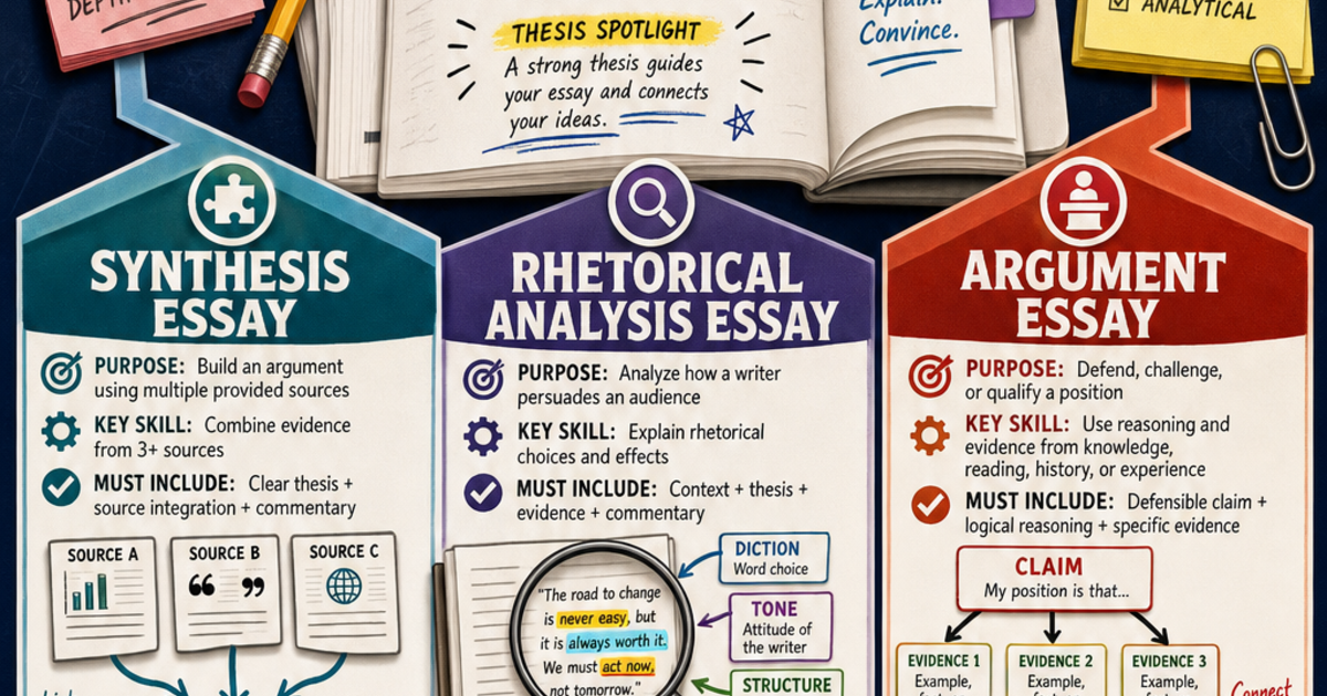 AP Lang Essay Types Infographic | LivePhysics™
