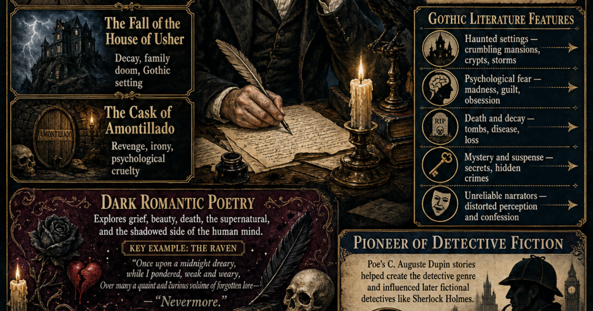 Edgar Allan Poe: Master of Gothic Literature Infographic | LivePhysics™