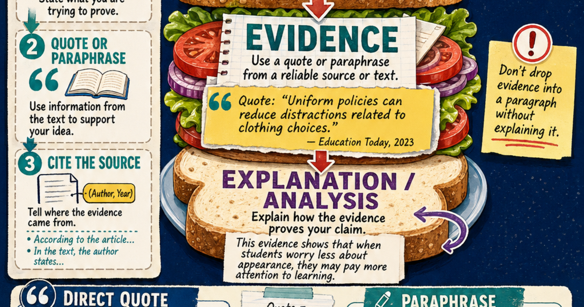 Using Evidence in Writing Infographic | LivePhysics™