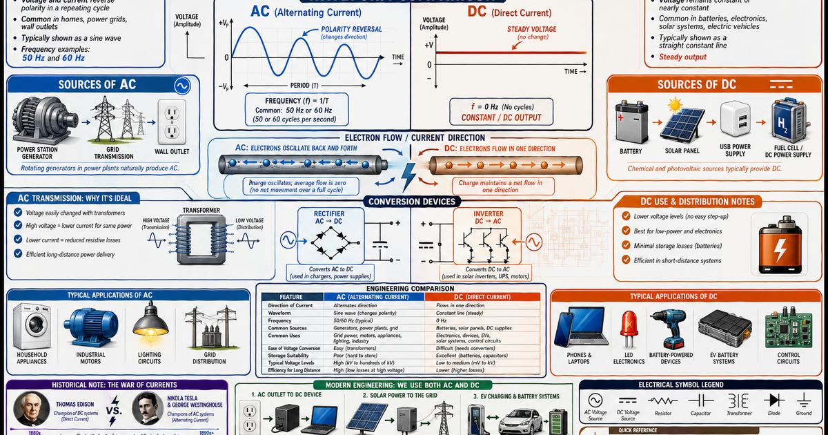 AC vs DC Electricity Infographic | LivePhysics™