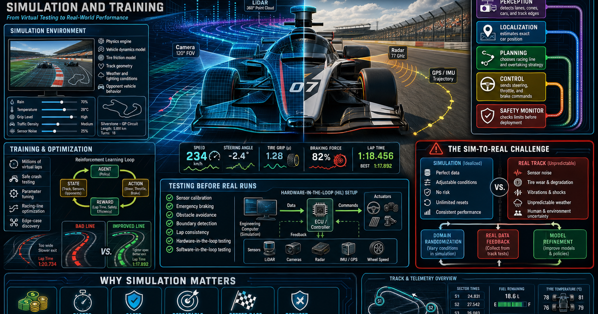 Autonomous Racing Simulation and Training Infographic | LivePhysics™