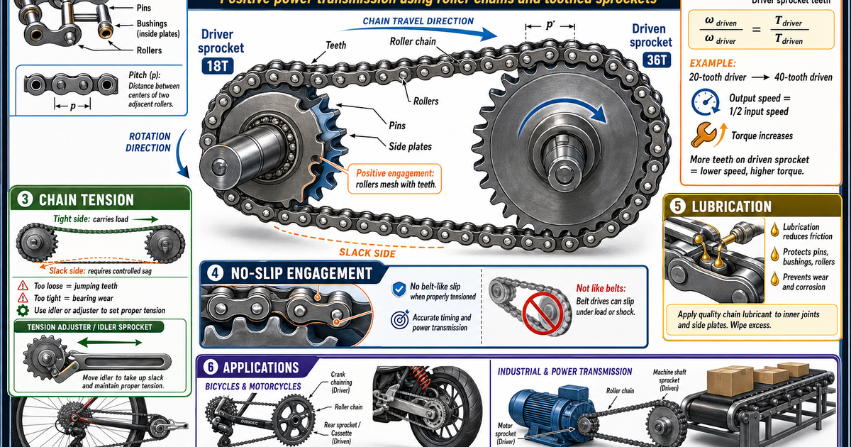 Chain Drive Layout Engineering: Chain Drives Infographic | LivePhysics™