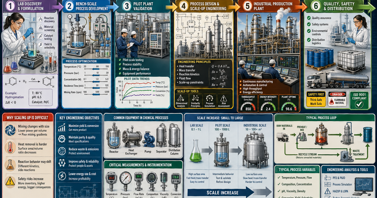 Chemical Engineering: From Lab Reaction to Factory Process Infographic ...