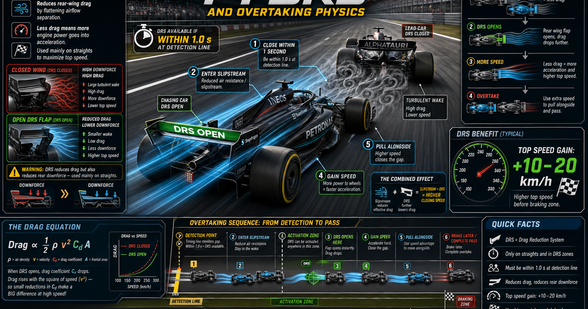 F1 DRS and Overtaking Physics Infographic | LivePhysics™