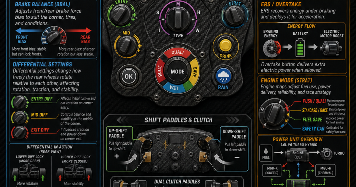 F1 The Steering Wheel Controls Infographic | LivePhysics™