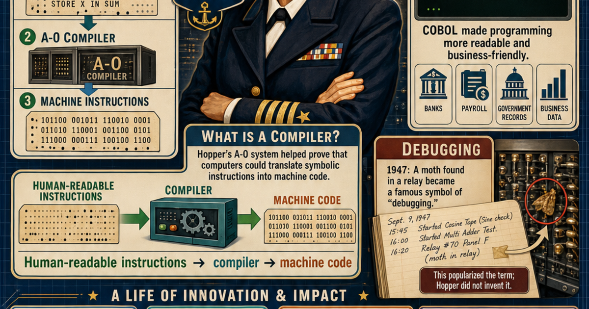 Grace Hopper Programming Grace Hopper: Pioneer of Computer Programming Languages Infographic ...