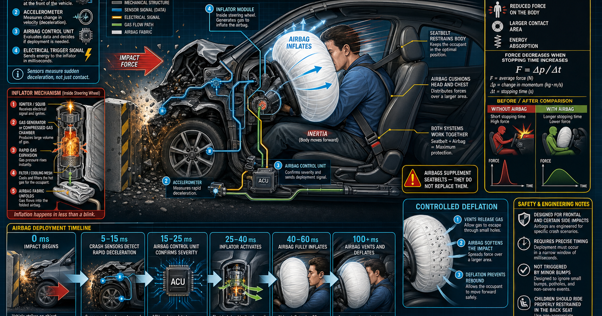 How Car Airbags Deploy Infographic | LivePhysics™