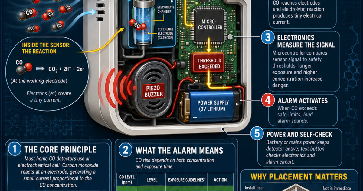 How Carbon Monoxide Detectors Work Infographic | LivePhysics™
