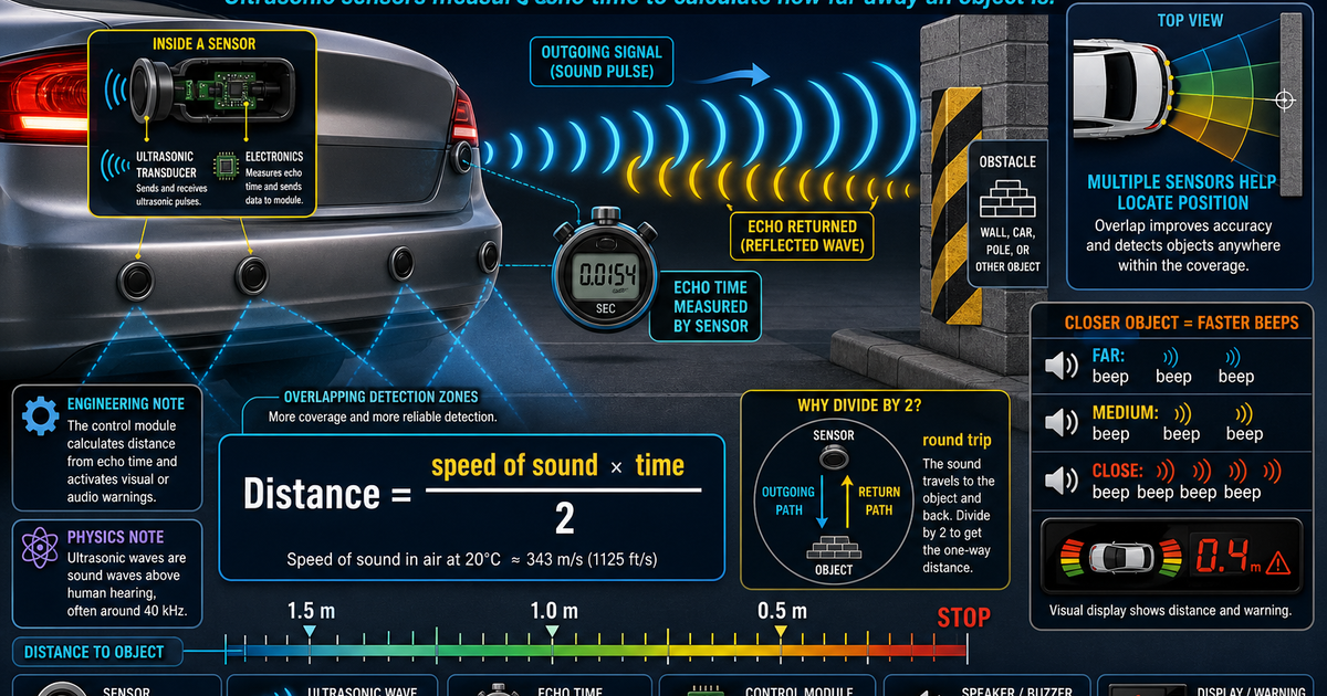 How Parking Sensors Detect Distance Infographic | LivePhysics™