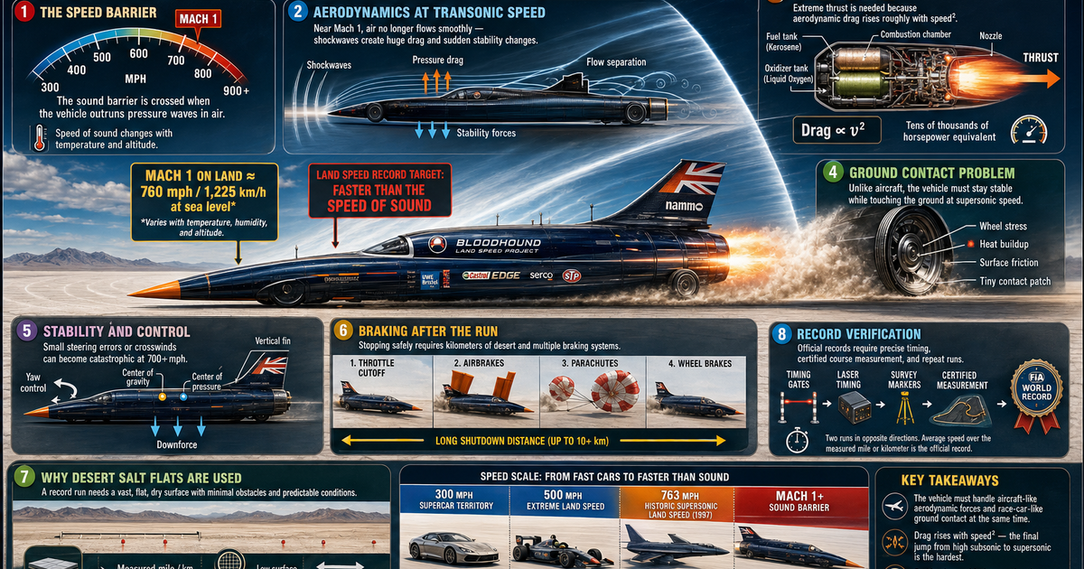 Land Speed Record Breaking the Sound Barrier on Land Infographic ...