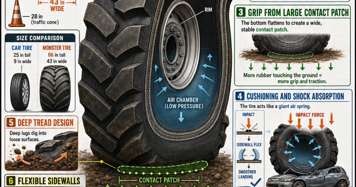 Monster Truck Giant Tires Explained Infographic | LivePhysics™