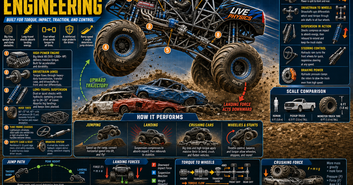 Monster Truck How a Monster Truck Works Infographic | LivePhysics™