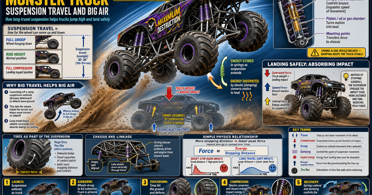 Monster Truck Suspension Travel and Big Air Infographic | LivePhysics™