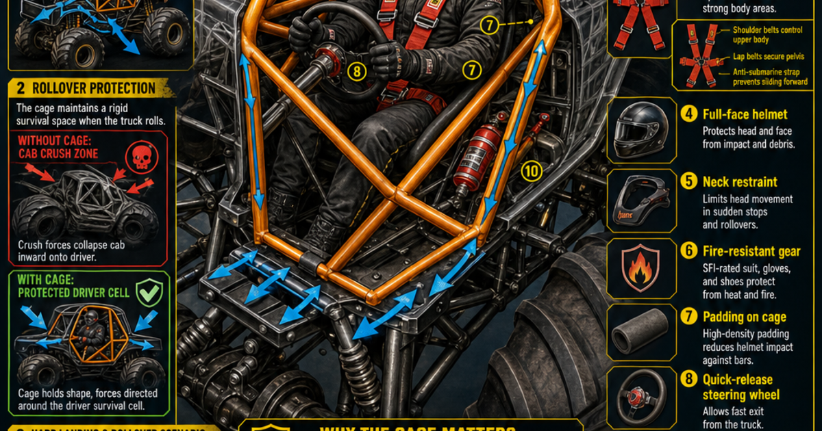 Monster Truck The Driver Safety Cage Infographic | LivePhysics™