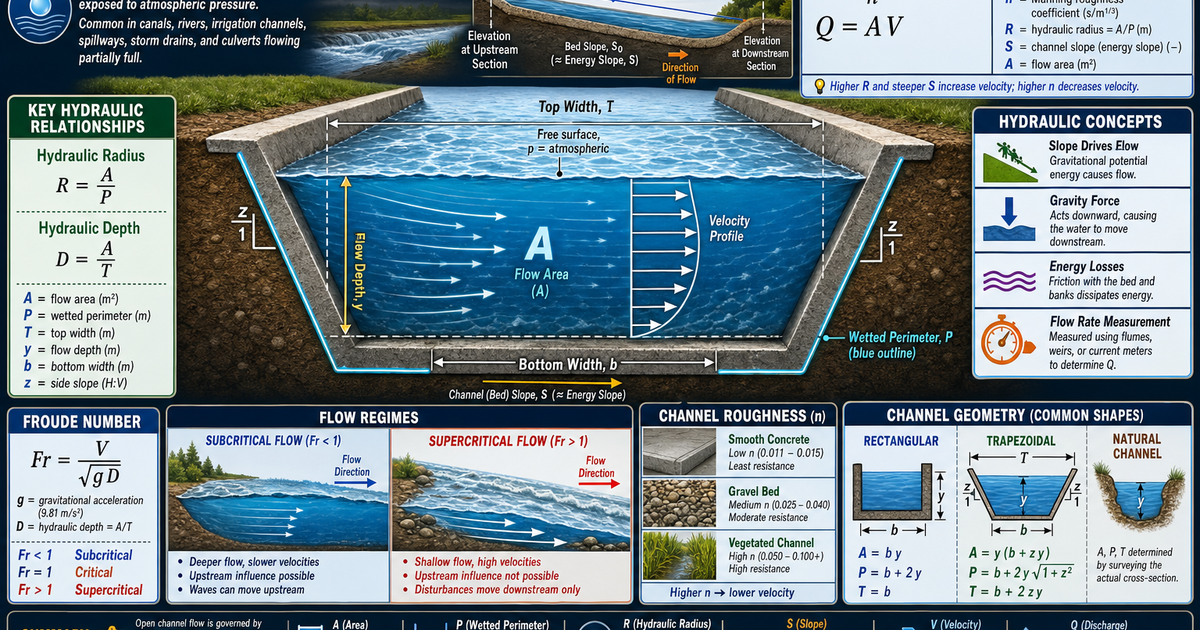 Engineering: Open Channel Flow Infographic | LivePhysics™
