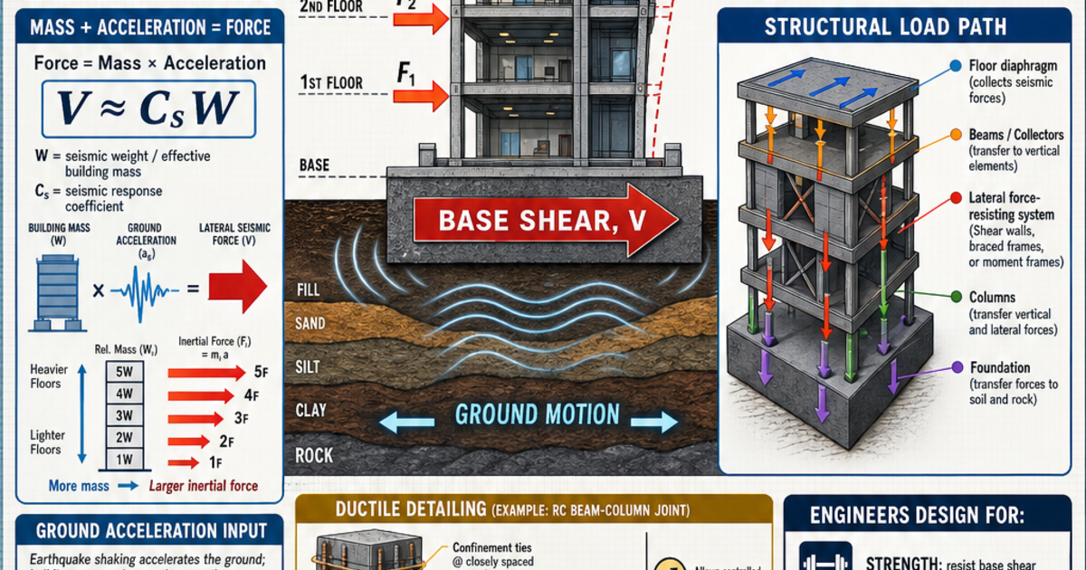Support Base Engineering Graphics Engineering: Seismic Base Shear Infographic | LivePhysics™