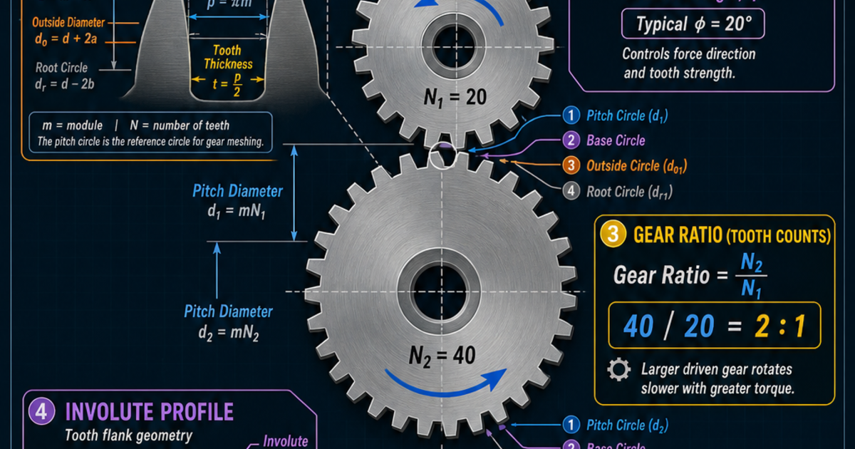 Engineering, Spur Gear Geometry Infographic | LivePhysics™